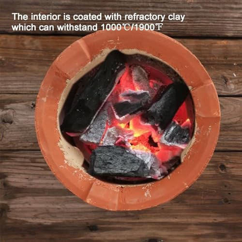 Charcoal Grill Clay Charcoal Stove, Portable Wood Stove, Multifunctional Ceramic Grill, Wood Burning Camp Stove for Home, Picnic, Tea Making and Outdoor Cooking