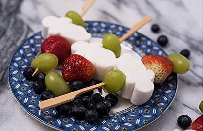 Gmark 100 Count Bamboo Paddle Skewers, 9 Inch Natural Flat Wooden BBQ Picks, Biodegradable Kabob Sticks for Grilling, Appetizers, Fruit, Meat & Shish Kebabs GM1077