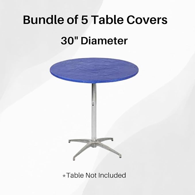 30" Round Fitted Plastic Table Covers, Bundle of 5 (Royal Blue)