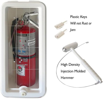 Cato 10501-H White Plastic Chief Fire Extinguisher Cabinet for 2-1/2 or 5 lb. Extinguisher, with Hammer and Cylinder Lock