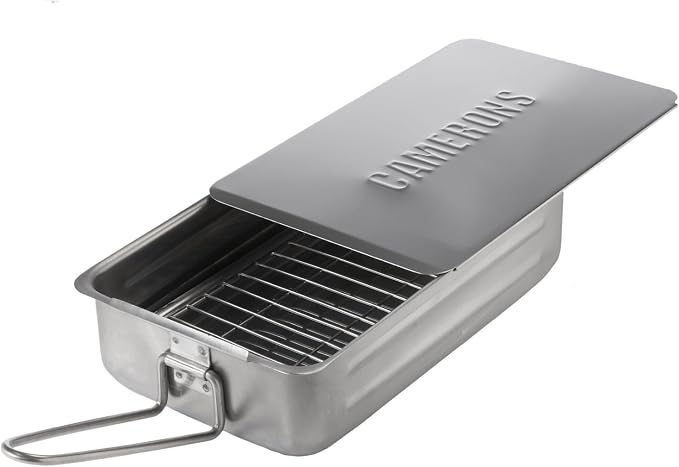 Stovetop Smoker - Gourmet Mini (7" x 11" x 3.5") Stainless Steel Smoker With Wood Chips - Works Over Any Heat Source, Indoor or Outdoor | Stainless Steel Barbecue Smoker Box Use Indoor Outdoor on Any Heat for Smoking Meat, Veggies & Seafood, Grilling G...