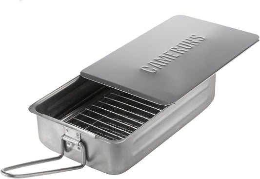 Stovetop Smoker - Gourmet Mini (7" x 11" x 3.5") Stainless Steel Smoker With Wood Chips - Works Over Any Heat Source, Indoor or Outdoor | Stainless Steel Barbecue Smoker Box Use Indoor Outdoor on Any Heat for Smoking Meat, Veggies & Seafood, Grilling G...