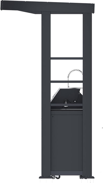 97-Inch 4-Burner 72000 BTU Stainless Steel Propane Gas Grill Outdoor Kitchen Island with Canopy,648Sq.In Cooking Area,Wine Cooler,Refrigerator,Rotisserie,for Backyard BBQ,Black