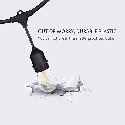 200FT String Lights for Outside LED Patio Lights Outdoor Waterproof | 63 Shatterproof Led Edison Lights,2200K Warm White Bistro Lights,Outdoor String Lights for Backyard Patio Gazebo Pergola Café