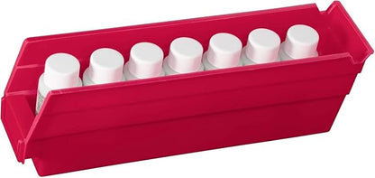 Akro-Mils 30110 Heavy Duty Plastic Shelf Bins, 12" x 3" x 4", Red, 24-Pack | Heavy Duty Nesting Storage Bins for Garage, Closet, Refrigerator, Kitchen, Cabinet, Drawer Organization, Pantry Organization