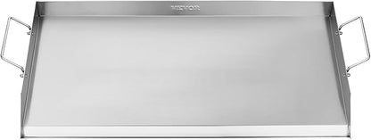 VEVOR Stainless Steel Griddle, 32x16 inch Universal Flat Top Rectangular Plate, Gas Grill Griddle for BBQ Grill, Teppanyaki, Portable Family Cookware with Handle, for Camping Tailgating Party