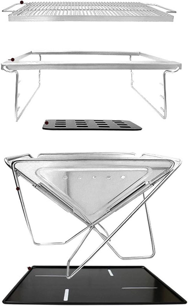 Portable Charcoal Grill, Camping BBQ Grills Outdoor Barbecue Grill Stainless Steel Folding Cookware for Camping Hiking Backyard Tailgating,A-1