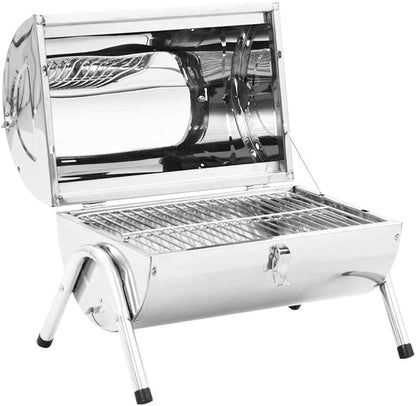 YAFF Portable Tabletop Charcoal BBQ Grill Stainless Steel Double Grids,Outdoor Grills-47852