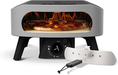 Cozze 13" Classic Portable Outdoor Pizza Oven - Fire & Stonebaked 13 Inch Pizzas in 60 Seconds - 28mbar Propane Gas Oven, Oven Door, Cordierite Pizza Stone, Built-in Thermometer, Gas Hose & Regulator
