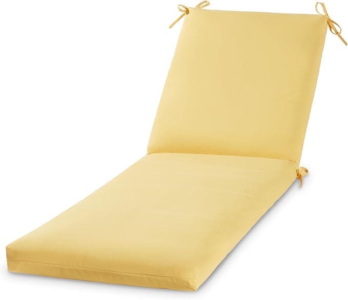 Modern Outdoor Chaise Lounge Cushion with Ties – Durable Polyester Fabric, Channel-Filled Polyfiber Insert, Removable Zippered Cover, Sunbeam