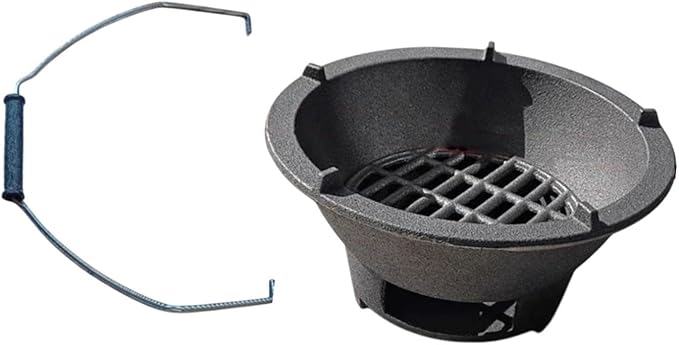 Portable Charcoal Grill, BBQ Grill, Mini Japanese Cast Iron Tabletop Furnace for Party Camping Patio Outdoor Backpacking, 20cm