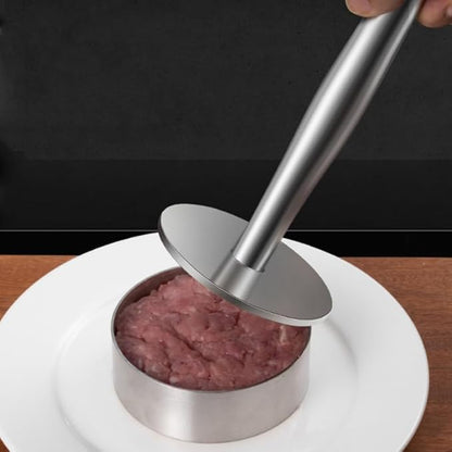 Stainless Steel Burger Press Manual Patty Maker with Non-Stick Mold and Handle Cooking Weight Press for Grill and Griddle 5.70X5.19X3.54 Inch