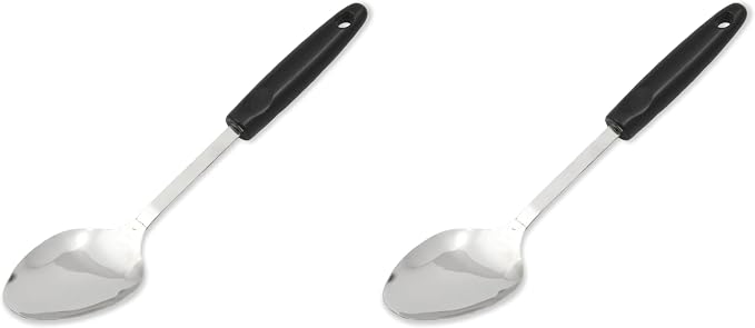 Chef Craft Select Basting Spoon, 12 inch, Stainless Steel/Black (Pack of 2)