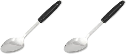 Chef Craft Select Basting Spoon, 12 inch, Stainless Steel/Black (Pack of 2)