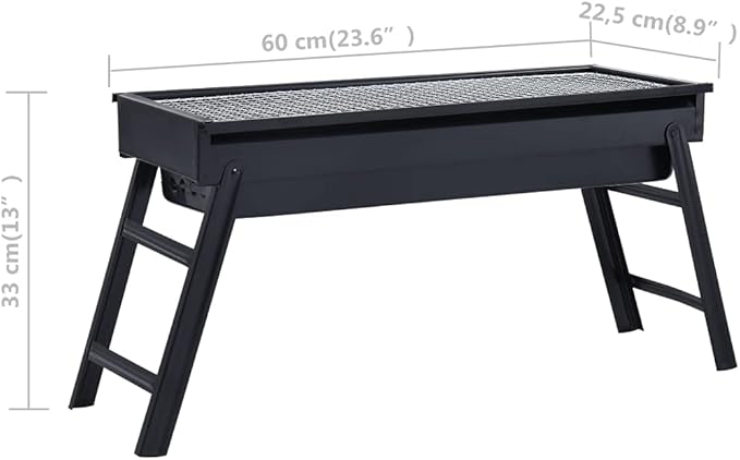 Portable Camping BBQ Grill,Charcoal BBQ Barbecue Grill Camping Stand for Outdoor Cooking Portable,for Tailgating Patio Backyard Camping and Anywhere,Steel 23.6"x8.9"x13"