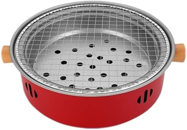 Portable Charcoal BBQ Grill, Mini Barbecue Stove For Outdoor Camping, Beach, Picnic, And Backyard Use(Red)