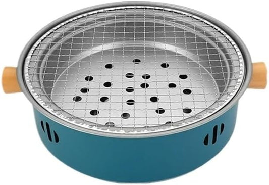Portable Charcoal BBQ Grill, Mini Barbecue Stove For Outdoor Camping, Beach, Picnic, And Backyard Use(Blue)