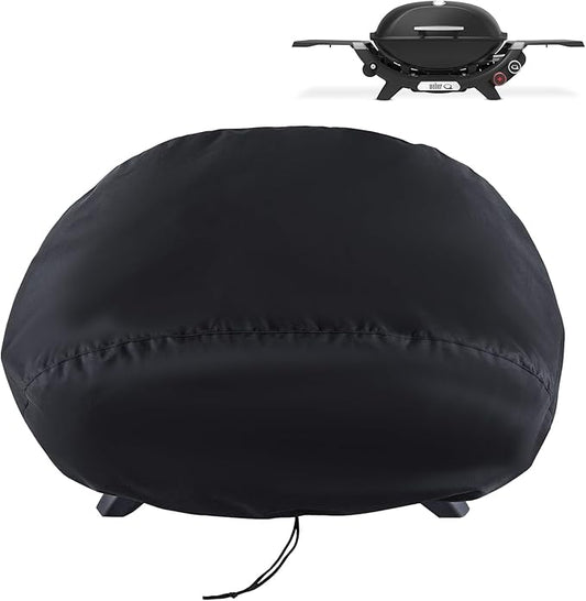 Grill Cover for Weber Q2800N+, Q2000N, Q2200N, Q2600N+ Gas Barbecues, 600D Heavy Duty Waterproof UV Resistant Bonnet Cover for Weber Q, Outdoor Barbeque Grill Accessories
