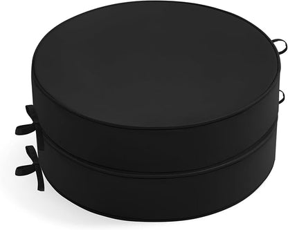 Summsun Outdoor Bistro Chair Cushions Set of 2, 15" D x 3" H Round Chair Cushions Waterproof and Fade Resistant Chair Cushion Pads with Non-Slip Ties and Removable Covers for Garden, Black