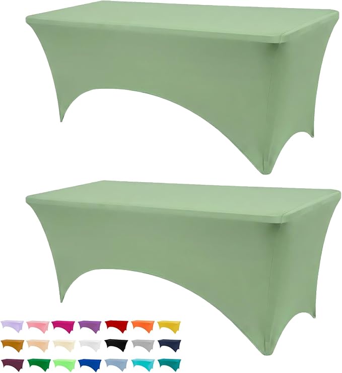 BDDC 6ft Stretch Spandex Fitted Table Cloth for 6 Foot Tables | GRS-Certified Eco-Friendly Fabric, Elastic Fit Rectangle Tablecloth, Washable, Wrinkle-Free, For Events & Parties