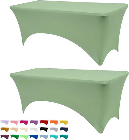 BDDC 6ft Stretch Spandex Fitted Table Cloth for 6 Foot Tables | GRS-Certified Eco-Friendly Fabric, Elastic Fit Rectangle Tablecloth, Washable, Wrinkle-Free, For Events & Parties