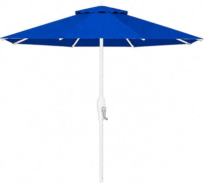 Treasure Garden 9ft Patio Umbrella - Outdoor Furniture Market Umbrella – Deluxe Auto-Tilt – White Aluminum Frame (Sunbrella, Pacific Blue)