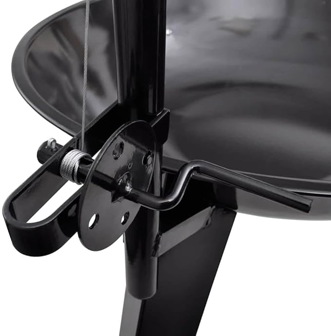 Charcoal BBQ Grill Stand with Height Adjustable Hanging Grilling Plate, 22.8 Inch Round Barbecue Pit for Outdoor Backyard Parties, Camping, and Picnics, Black