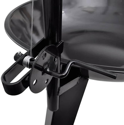 Charcoal BBQ Grill Stand with Height Adjustable Hanging Grilling Plate, 22.8 Inch Round Barbecue Pit for Outdoor Backyard Parties, Camping, and Picnics, Black