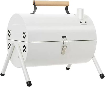 BBQ Barbecue Grill, Portable BBQ Charcoal Barbecue Grill, Barbecue Grill for Outdoor Camping Garden Picnic Trip Beach, with Handle,White