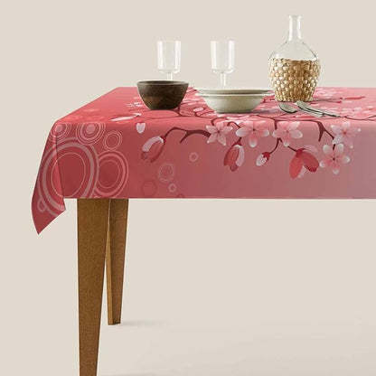TKS MITLAN Pink Cherry Blossom Decorative Rectangle Tablecloth Japanese Cherry Tree Polyester Table Cloths Kitchen Table Cover for Dining BBQ Picnic Coffee Table 60 x 84 Inch 6-8 Seats