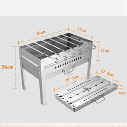 Charcoal Grill Charcoal Barbecues BBQ Grill Portable Foldable Large Barbecue Rack Carbon Charcoal Outdoor Barbecue Grill BBQ Grill(49X27X36cm)