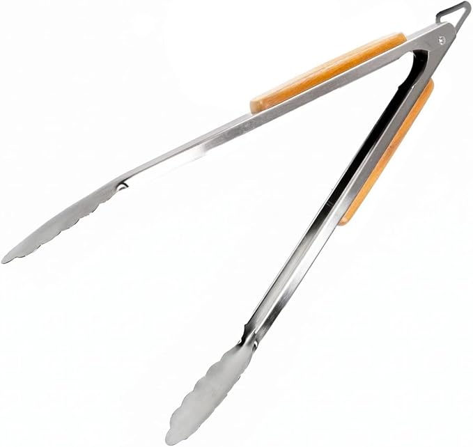 BBQ-AID Pro BBQ Tongs for Grill - 17" Professional Grade Barbecue Tongs for Cooking- Solid & Sturdy - Built with 304 Grade Stainless Steel and Acacia Wood - Heavy Duty Built to Last Kitchen essential.
