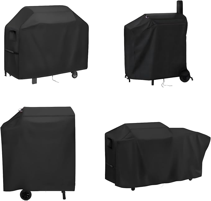 Customizable Outdoor Grill Cover - Waterproof, Anti-UV, Fade Resistant Protective Cover for Flat Top Griddles, Barrel, Gas & Charcoal BBQ Grills - Available in Custom Shapes & Sizes (Black)