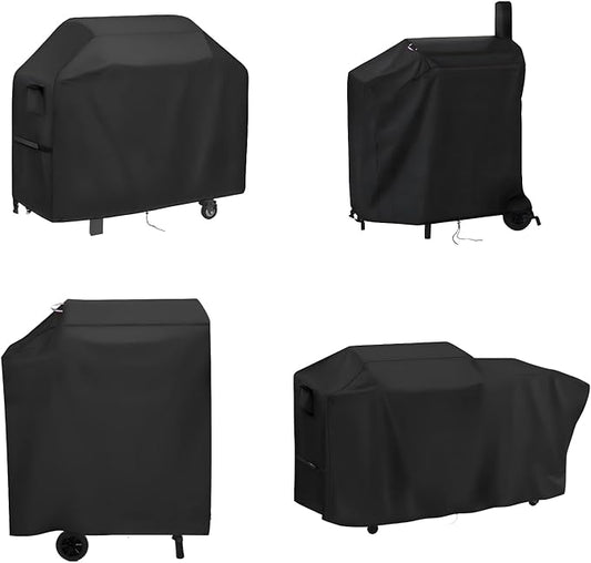Customizable Outdoor Grill Cover - Waterproof, Anti-UV, Fade Resistant Protective Cover for Flat Top Griddles, Barrel, Gas & Charcoal BBQ Grills - Available in Custom Shapes & Sizes (Black)