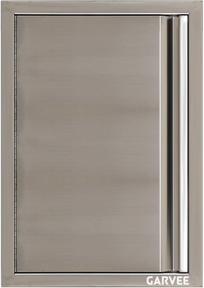 Outdoor Kitchen Door, Garvee 17 in W X 24 in H BBQ Access Door Brushed Stainless Steel, Single BBQ Access Door for BBQ Island Grilling Station