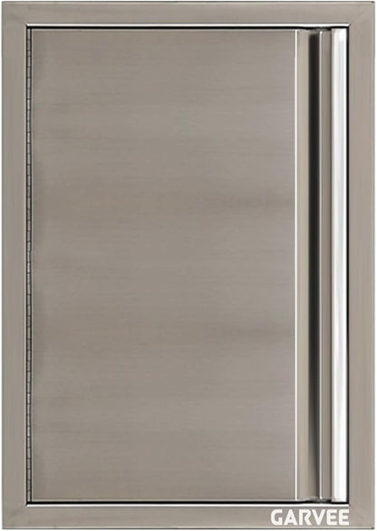 Outdoor Kitchen Door, Garvee 17 in W X 24 in H BBQ Access Door Brushed Stainless Steel, Single BBQ Access Door for BBQ Island Grilling Station
