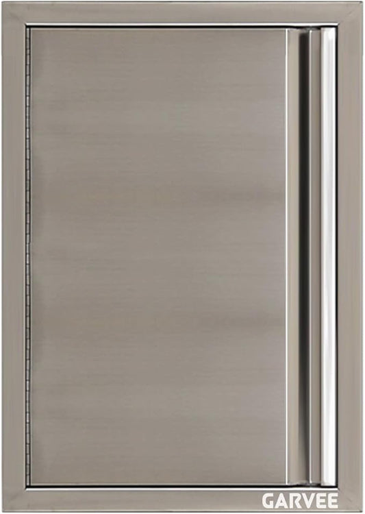 Outdoor Kitchen Door, Garvee 17 in W X 24 in H BBQ Access Door Brushed Stainless Steel, Single BBQ Access Door for BBQ Island Grilling Station