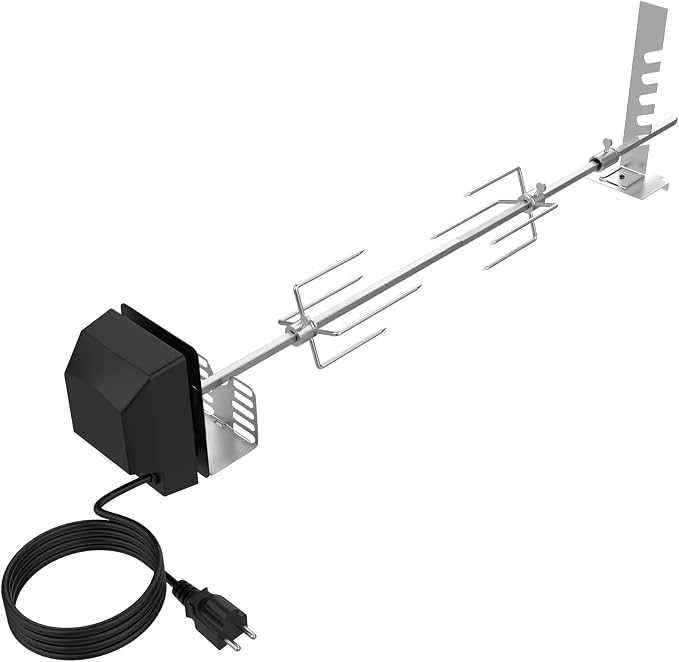 Universal Rotisserie Grill Kit for Most 2–6 Burner Grills,w/120V 4W Motor | UL Certificated BBQ Rotisserie Motor Kit, 28" Splicable Spit Rod, Meat Forks, Adjustable Brackets, Holds Up to 20 Lbs Roasts