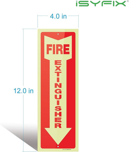 iSYFIX Fire Extinguisher Glow in the Dark Signs – 10 Pack 4x12 Inch – 40 mil Thick Polystyrene Plastic, Laminated for Ultimate UV, Weather, Scratch, Water & Fade Resistance, Indoor & Outdoor