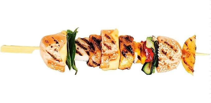Gmark 100 Count Bamboo Paddle Skewers, 9 Inch Natural Flat Wooden BBQ Picks, Biodegradable Kabob Sticks for Grilling, Appetizers, Fruit, Meat & Shish Kebabs GM1077