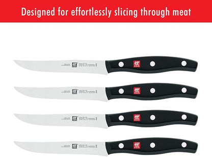 ZWILLING Twin Signature Steak Knife Set of Four, Razor-Sharp, Made in Company-Owned German Factory with Special Formula Steel perfected for almost 300 Years, Dishwasher Safe