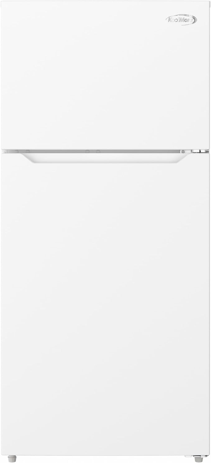 KoolMore 28 Inch 14 Cu Ft Top Freezer Refrigerator, White, Freestanding Full Size Fridge Freezer for Home Kitchen or Garage