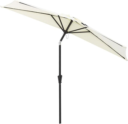 Helios&Hestia 9 ft Small Half Round Wall Outdoor Market Patio Umbrella with Tilt and Crank for Garden, Deck, Balcony