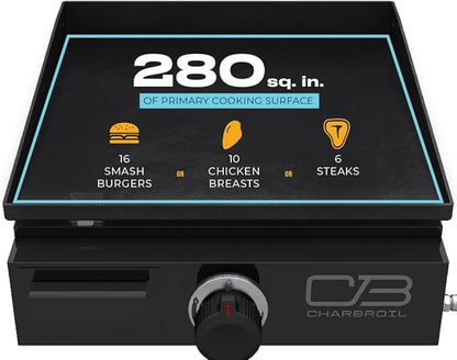 Charbroil 17" Performance Series Portable Tabletop 1 Burner Propane Gas Griddle, Black 463614124