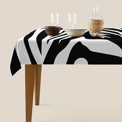 TKS MITLAN Zebra Stripes Black Decorative Rectangle Tablecloth Animal Skin Texture Polyester Table Cloths Kitchen Table Cover for Dining BBQ Picnic Coffee Table 60 x 84 Inch 6-8 Seats