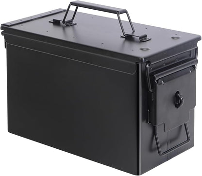 50 Cal Ammo Can & Ammo Box, Fireproof & Waterproof Metal Storage Box - Perfect for Ammo, Lithium Batteries & RC Car Batteries (Without Lock, Black-12.1" 6.1" 7.5")