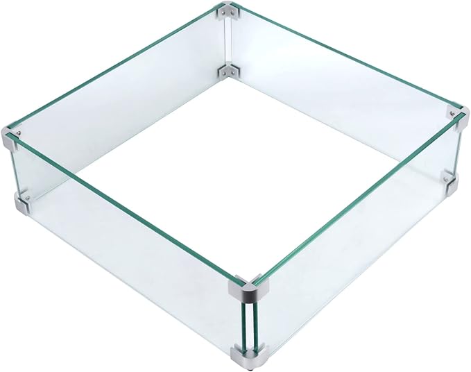 Fire Pit Wind Guard, 23.5 Inch Glass Wind Guard for Fire Pit Round Table, Made of Clear Tempered Glass, Set with Assembly Instructions, Easy to Install