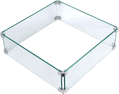 Fire Pit Wind Guard, 23.5 Inch Glass Wind Guard for Fire Pit Round Table, Made of Clear Tempered Glass, Set with Assembly Instructions, Easy to Install