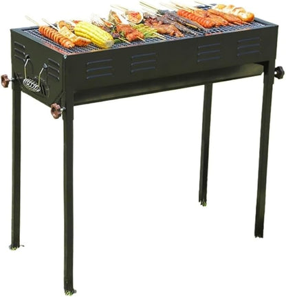 Portable Charcoal Grill for Camping BBQ, Thickened Outdoor Barbecue Grill with Edge Treatment, Home Use BBQ Grill for Easy Cleaning,66.5 * 30.5 * 70Cm-D