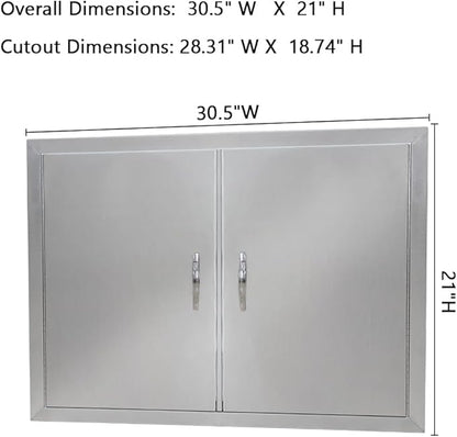 Outdoor Kitchen Doors, 30.5" W x 21" H BBQ Access Door, 304 Stainless Steel BBQ Doors for Indoor/Outdoor Kitchen, Outdoor Cabinet, BBQ Island